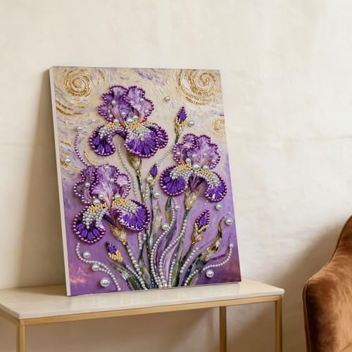 DIY Pearl Painting with Frame, Creative Design, Handmade Stress-Relieving Home Wall Decoration, Includes Frame and Tools-Iris-1 - Image 5