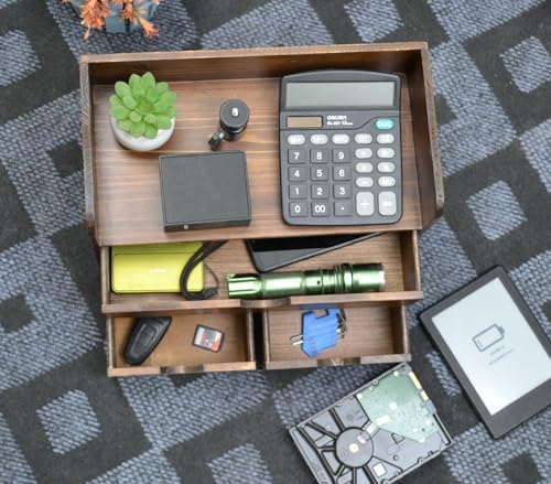 Brown Wooden 3 Drawer Desk Organizer with Shelf, Mail Rack Vanity Storage - Image 6