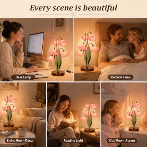 Flower Table Lamp for Bedroom, LED Cute Reading Light - Image 4