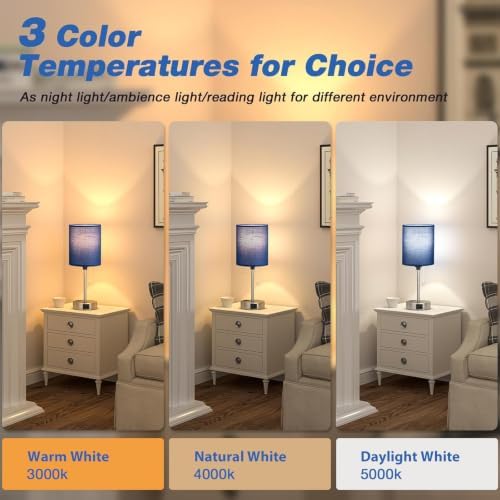 Blue Bedside Table Lamp for Bedroom, Desk Lamp with USB Ports for Dorm - Image 4