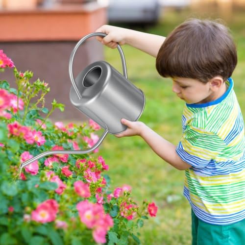 Plant Watering Can, 50 oz / 1500 ml Stainless Steel Metal - Modern Decorative with Long Spout for Indoor Potted Plants, Bonsai, Garden Flowers, Silver - Image 7