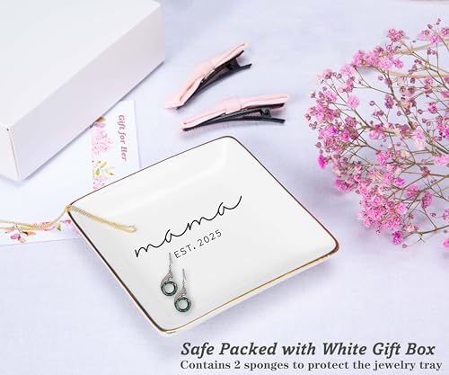 Mother Present-Christmas Gift for New Mom-Mama 2025-Baby Shower Gifts-Mothers Day Present-First Time Mom-Jewelry Trays Trinket Holder Ring Dish - Image 2