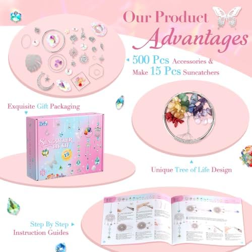 Zefy 500 Pcs DIY Suncatcher Kit, Crystal Art and Crafts for Adults - Image 3