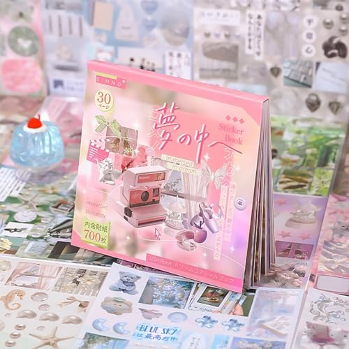Dreamcore Japanese Sticker Book: 700+ Die-Cut Glossy & Matte Stickers - 30 Sheets for Journaling, Scrapbooking, Planners, Junk Journals-Prayer Board Supplies-Vision Board Supplies by JUNKJWBZ%7CPeelStickInspir