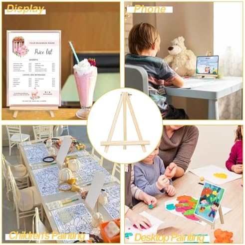 Mini Easels 12 Pack, Small Easels for Painting 24cm/9 Inch, Folding Design, Small Easel with 12 Palettes and 60 Brushes, Suitable for Outdoor Painting Party - Image 4