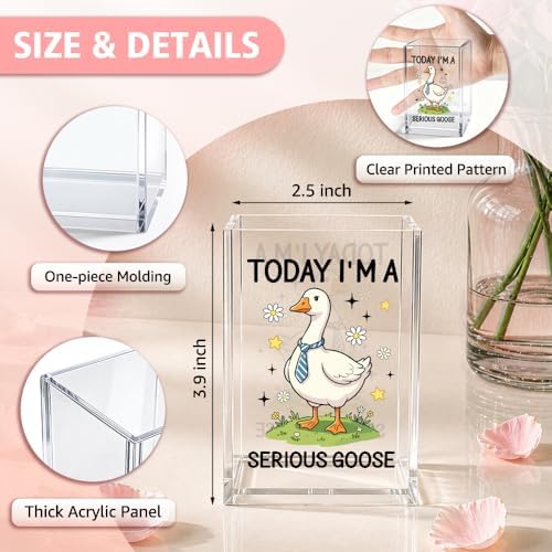 Funny Today I'm A Serious Goose Acrylic Pencil Holder Cup for Boss - Image 2