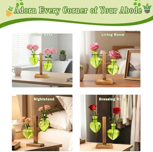 XXXFLOWER Plant Propagation Station Terrarium 2 Green Heart Shaped Vase - Image 6
