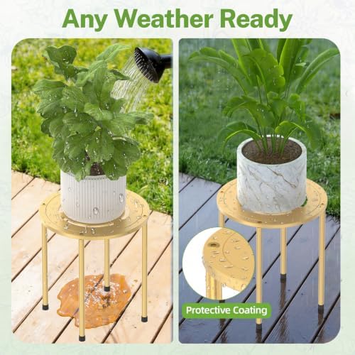 iDavosic.ly 5-Pack Metal Plant Stands for Indoor Outdoor, 10'' Small Gold - Image 5