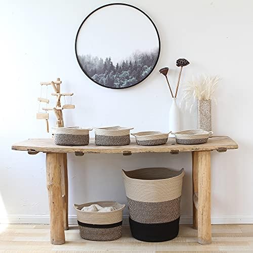 Sea Team 2-Pack Compact Woven Cotton Rope Storage Baskets, Mottled Flaxen - Image 3