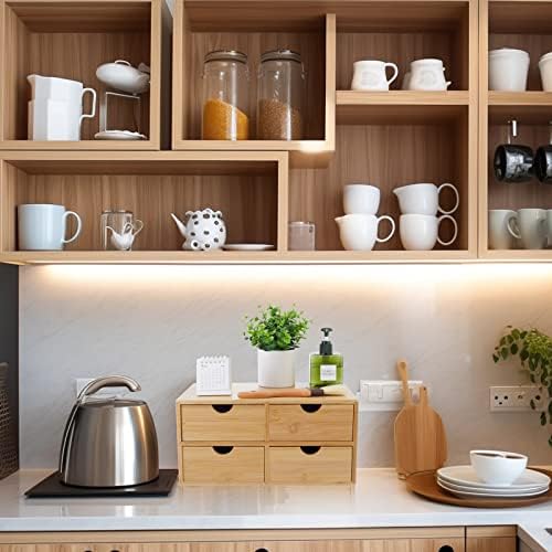 Charmewooden Bamboo Desk Organizer With Drawers Countertop Drawers Counter Storage Box Corner Desk Organizer for Home Office No Assembly Required - Image 5