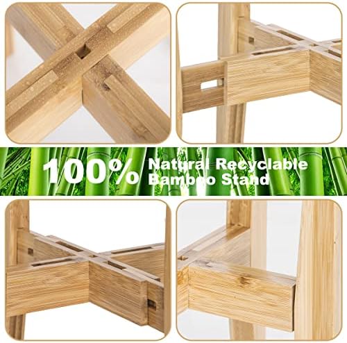 OERGKE 2 PACK Adjustable Plant Stand Indoor, Bamboo Mid Century Modern Plants Stands, Corner Flower Holder for Living Room, Fits 8 to 12 Inches Pots, (Pot & Plant Not Included)(Nature) - Image 5