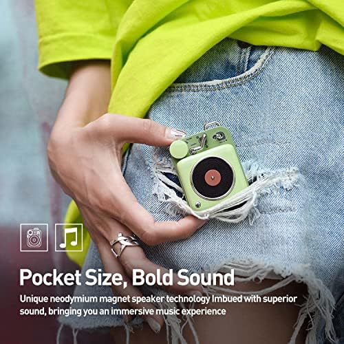 Muzen Mini Bluetooth Speaker, Button Small Cute Portable Metal Retro Wireless Speaker with Loud Volume Great Sound and Portable Lanyard & Gift Bag for Office Classic Vintage Decor - Image 4