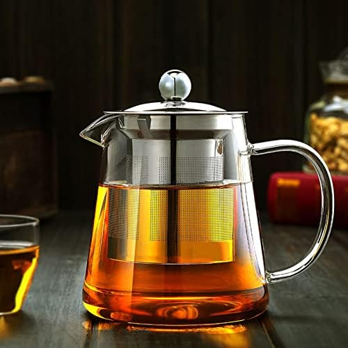 Glass Teapot with Removable Stainless Steel Infuser, Borosilicate Glass Tea Pot with Strainer,for Blooming Tea & Loose Leaf Tea, Microwave & Stovetop Safe (33OZ) by Unknown