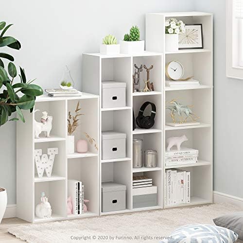 Furinno LUDER Book Shelf, 5-Cube Bookshelf, Reversible Bookcase, 9.4 x 19.5 x 31.5, Easy Assembly, for Living Room, Bedroom, Home Office, White - Image 2