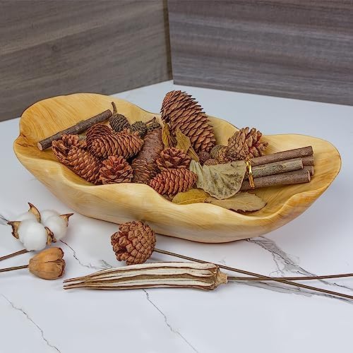 BTEOBFY Wooden Fruit Bowl Handcrafted Wood - Natural Fruit Basket for Kitchen Counter Display, Decorative Bowl for Apples, Oranges, Pineapples (15 Inch)​ - Image 6