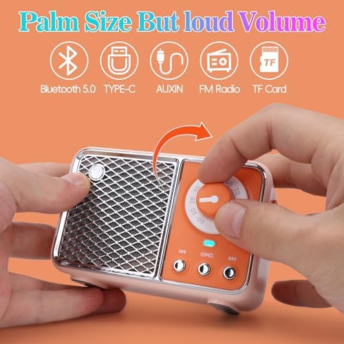 Dosmix Orange Retro Bluetooth Speaker,Vintage Decor,Small Wireless Gift - Image 4