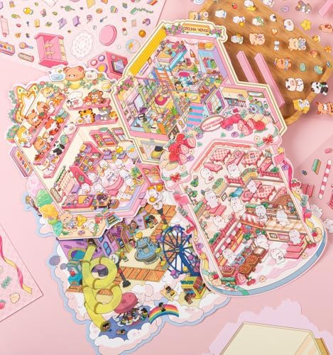 4 Sets DIY 3D House Stickers, Large Size Fun DIY Stickers Scene - Image 5