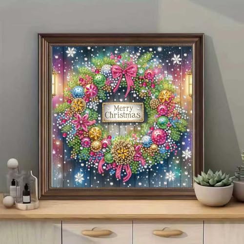 Christmas Wreath 5D Diamond Art Painting Kits for Adults 12 x 12 inch - Image 2