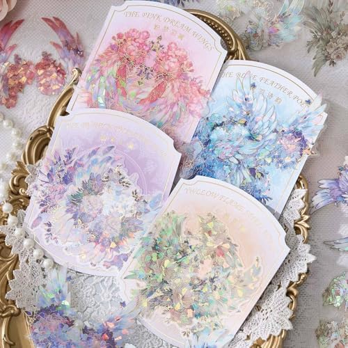 40Pcs Large Gilt Flower Wings Stickers for Scrapbooking,Self-Adhesive Floral WingsStickers Scrapbook Supplies Journaling Stickers for Water Bottle Adult Card Making Letters DIY Cards Decoration - Image 2