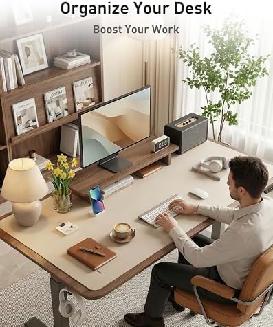 Aothia Faux Leather Desk Mat - Large Mouse Pad, Non-Slip PU Leather Blotter, Waterproof Writing Surface for Office and Home (Eggshell, 40" x 24") - Image 3