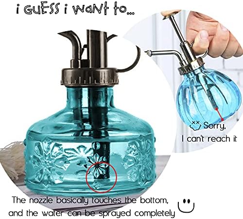 XXXFLOWER Glass Plant Mister Spray Bottle for Indoor Plant Spritzer Succulent Watering Bottle Tall Vintage Style with Bronze Plastic Top Pump - Image 4