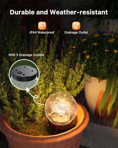 4 Pack 3.94" Warm White Solar Powered Cracked Glass Globe Lights - Image 6