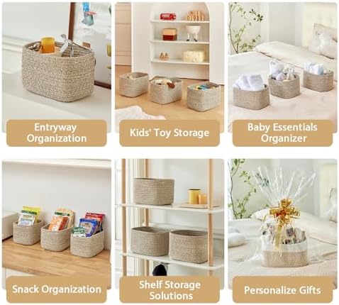 R RUNKA Small Cotton Rope Basket – Storage Bin for Organizing (10.6" x 6.7" x 6.7"), Bathroom Storage Basket for Shelf, Counter & Closet（Beige） - Image 5