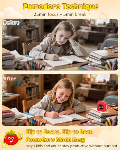 Digital Pomodoro Timer Cube 5/10/25/50min Preset, Silent & Sound Alarm - Image 3