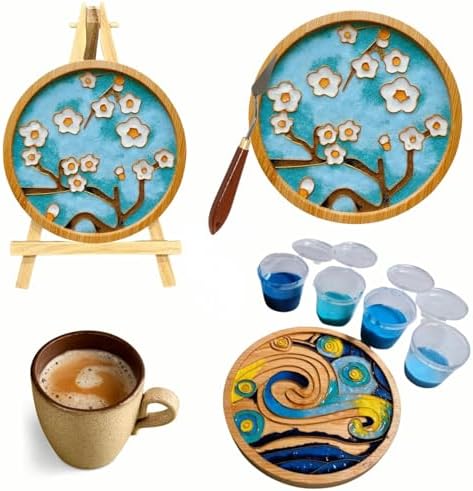DIY Coaster Craft Kits, Cloisonne Filigree Enamel Art Painting Crafts Coasters Starter Kit, DIY Craft Coasters Supplies for Adults, Hobby for Adults Women Elderly, Handmade Home Decor Gifts by Unknown