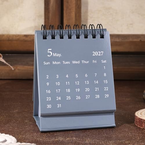 Mini Desk Calendar 2027-2028 - Runs From January 2027 until June 2028 Small Desktop Calendar Thick Paper Twin-Wire Binding with Stickers for Home Office School (Mini Grey) - Image 5
