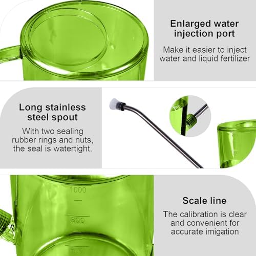 Plastic Watering Can - Small with Long Spout - 1/4 Gallon - 32 Oz - Green - Image 3