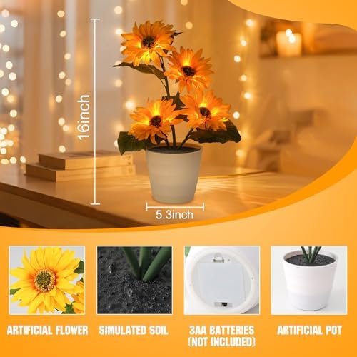 Sunflower Lamp Decor Gifts for Women Birthday Christmas - Image 3