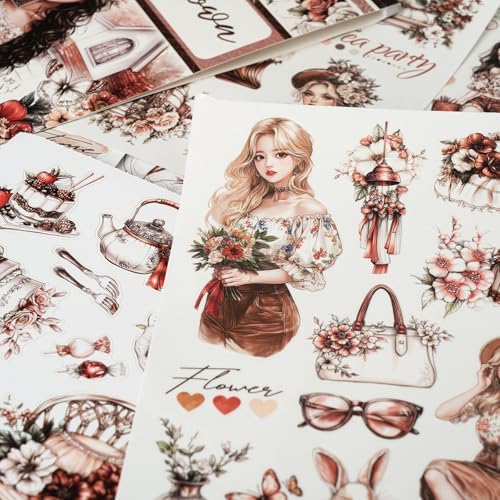 YagCu Journal Stickers, Brown Memories Scrapbook Stickers, Junk Journal Supplies, Pre-Cut Aesthetic Scrapbooking Stickers for Adults, Decorative Ephemera Bullet Planner DIY Arts Craft - Image 6
