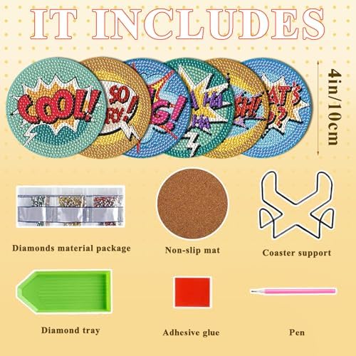 DOTSOPS 6 Pack Small Diamond Art Coasters Kits with Holder for Adults 4 in - Image 2