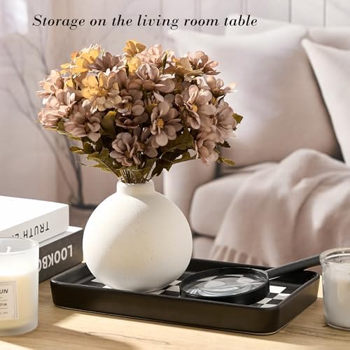 10"×6"×1" Texture Checkered Surface Bathroom Vanity Tray for Countertop- Ceramic Decorative Organizer Tray for Dresser Top, Toilet, Perfume, Sponge Holder Soap Dish Dispenser for Kitchen Counter - Image 6