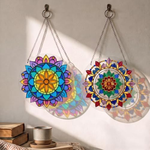 72 Pcs Suncatchers Crafts Kit DIY Paint Art, Mandala Design - Image 5