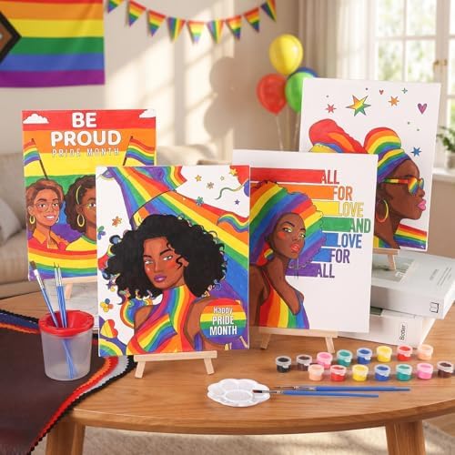 Sherr 140 Pcs 20 Set Pre Drawn Canvas Painting Kit, Pride Month - Image 6