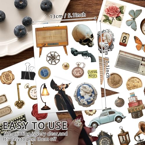 Bomichi Vintage Sticker Book, 30 Sheets 308 Pcs Aesthetics Stickers for Journaling Scrapbooking Bullet Journals Planners Letter Card Making - Image 3