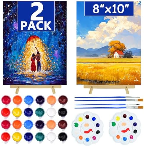 BIDDFA 2 Pack Paint and sip Kit for Adults, 8x10 Inch Canvas Painting Kit by Unknown