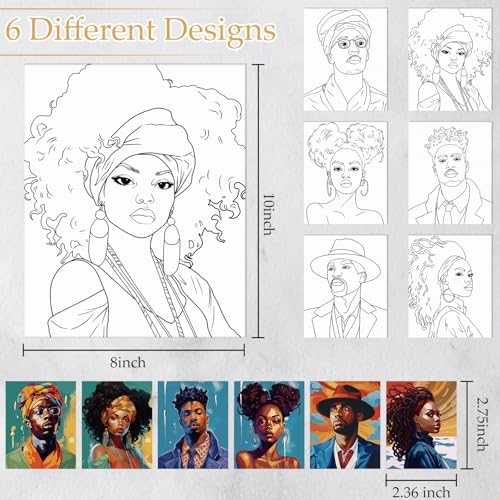 Dinifee 6 Pack Pre Drawn Canvas for Painting Pre Printed Canvas Kit 8 x 10 Inch Stretched Cotton Paint and Sip Set for Adults Couple Party Graduation Summer Date Night(Lover) - Image 3