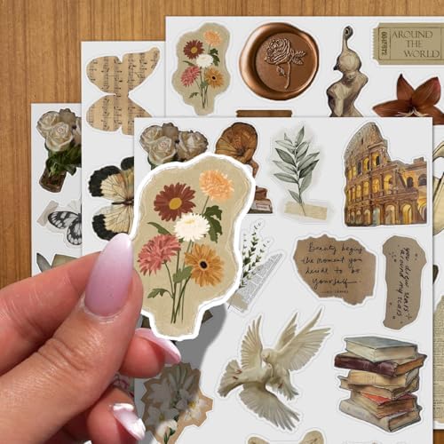 Vintage Stickers for Scrapbooking and Journaling - 60 Pcs Aesthetic Junk Journal Supplies Kit, Waterproof Retro Sticker Pack for Adults, Decorative Ephemera for Planners, Laptops & Water Bottles - Image 4