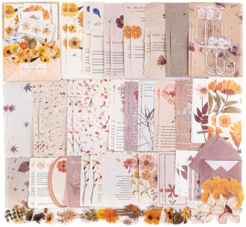 RISYPISY 100Pcs Floral Scrapbook Supplies Kit for Junk Journal by RISYPISY