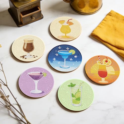 Leatrice 8PCS Diamond Art Coasters Set Diamond Painting Kits for Adults - Image 6
