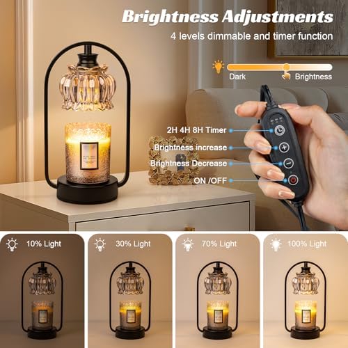 Candle Warmer Lamp, Clear Flower Shape Electric Light with Timer Dimmer - Image 3