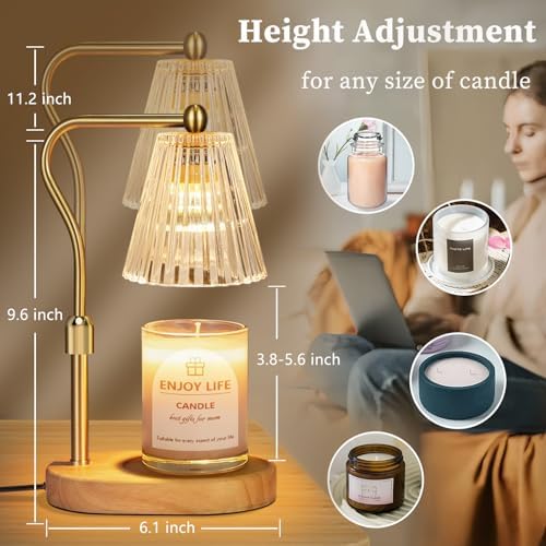 seenlast Candle Warmer Lamp with Timer Dimmer Adjustable Height for New Home Bedroom,Mothers Day Gifts,Vintage Home Decor for Scented Jar - Image 5