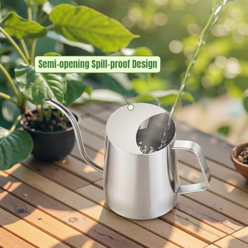Doseno Small Watering Can for Indoor Plants, Metal, Long Spout, 34 oz/1 L - Image 4