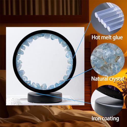 Runyangshi Celestite Crystal Night Light 8.6" Natural Raw Celestite Healing Stone Bedside USB Port 3 Colours Dimming Mode Bedroom Lamp Ideal Decor Gift - Image 4