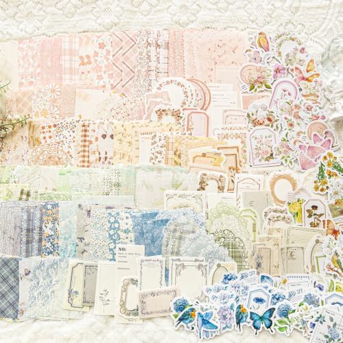 420Pcs Vintage Floral Scrapbook Supplies Kit, Retro Flower Scrapbook Paper Junk Journal Stickers Set, DIY Craft Accessories for Bullet Journal Planner Collage Card Making - Image 2