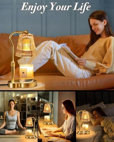 Candle Warmer Lamp with Timer & Dimmable Settings, Adjustable Height Flameless Scented Wax Melter for Jar Candles, Elegant Home Decor Night Light, Gift for Women Mom Friend Family, Champagne Gold - Image 6