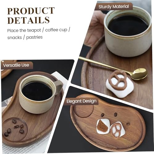 Wood Serving Tray, Irregular Decorative Tray for Coffee Table Snack Breakfast, 9.5x5.1 inch - Image 6